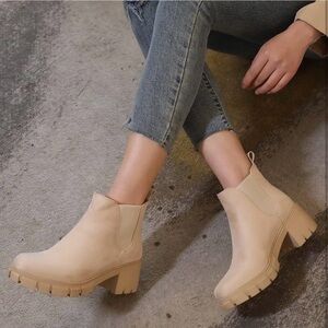 Chelsea Boots Lug Sole Chunky Heel Slip on Ankle Booties
